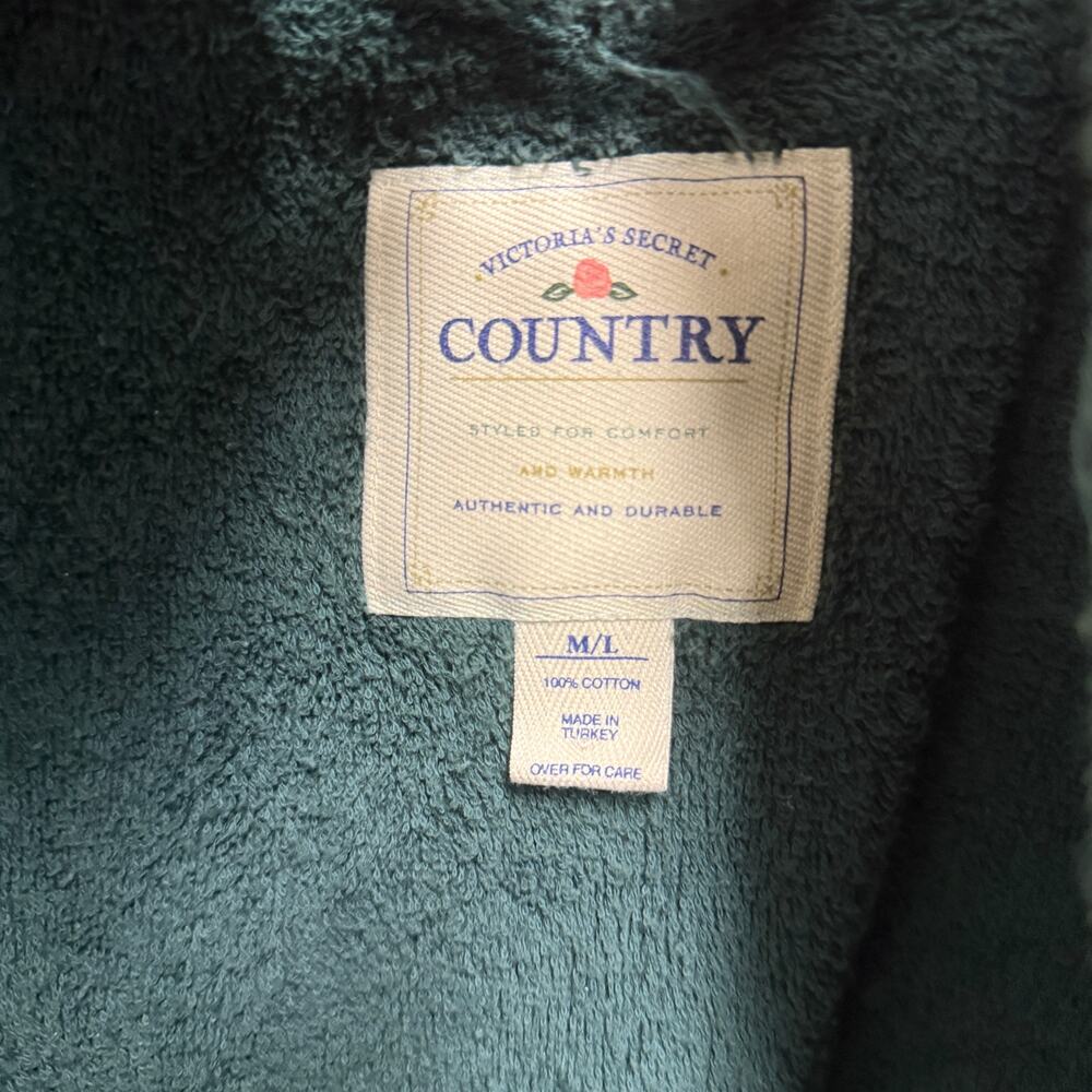 Victoria's Secret Country M/L Green Cotton Robe Cozy Y2K Spa Lounge Cottagecore - Picture 3 of 5